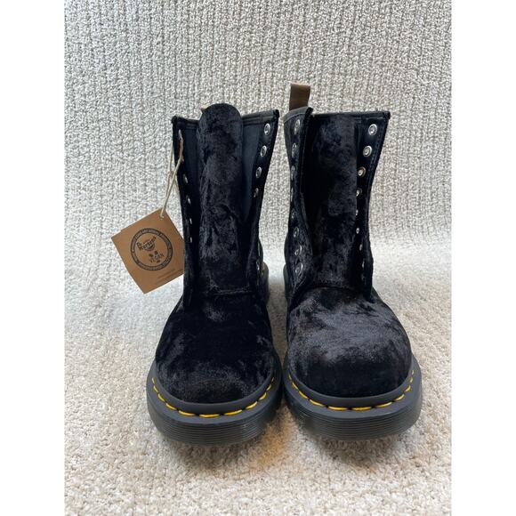 DOC MARTEN 31020 black vegan crushed velvet short boots 6 - Picture 3 of 9